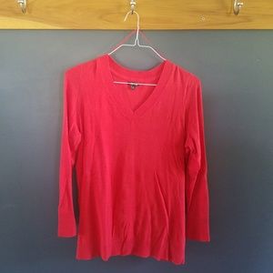 Apt.9 | Bright Red Long Sleeve V Neck Sweater
